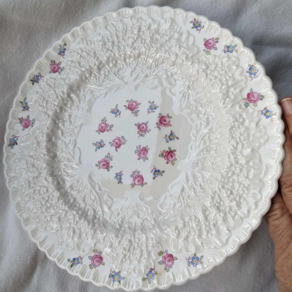 Vintage Spode Forget-Me-Not Pastel Floral Embossed Detail Bone China Salad Plate - Picture 2 of 7